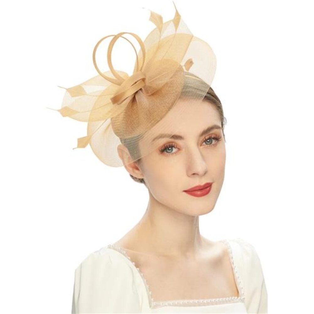 Women's Kentucky Derby Fascinators Tea Party Hat Mesh Floral Feather Hair